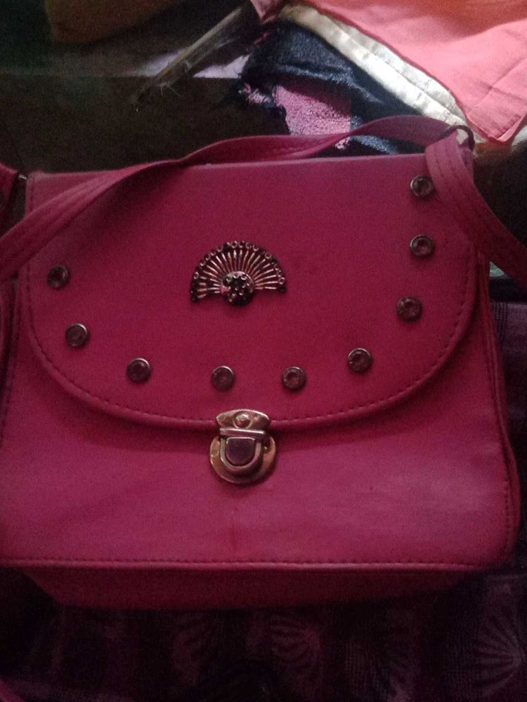 Pink Embellished Crossbody Bag