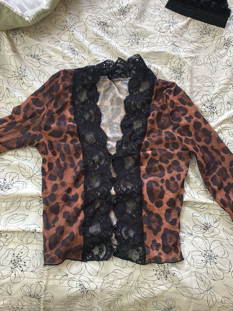 Leopard Print Lace Top