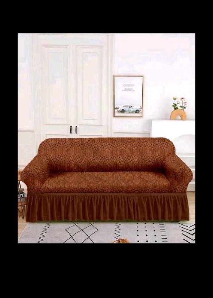Brown Geometric Sofa Cover