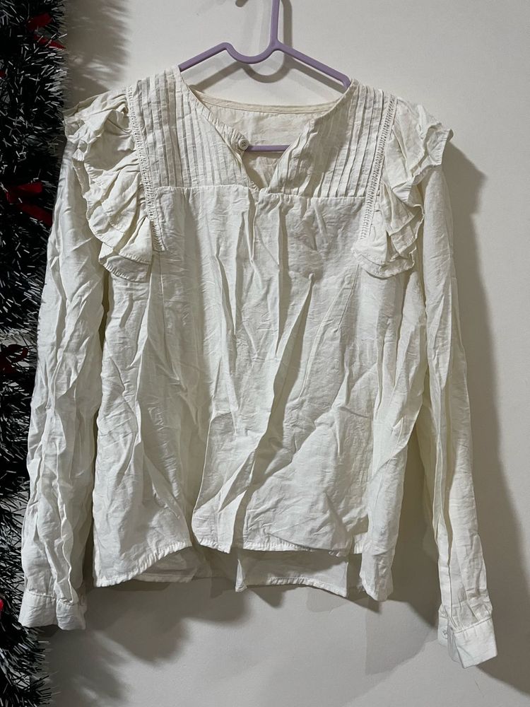 Ruffled cream Blouse