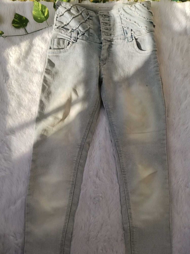 High-Waisted Denim Jeans