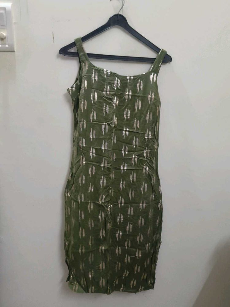 Green Golden Print Kurta