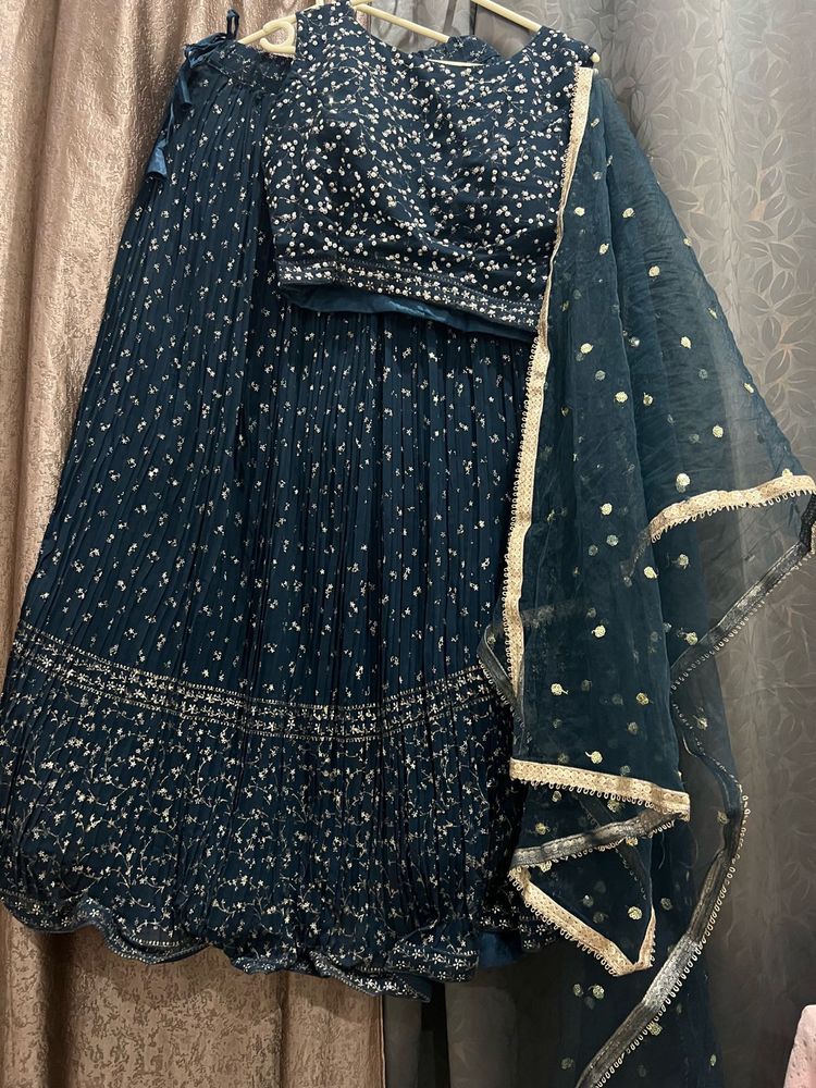 navy blue elegant lehenga