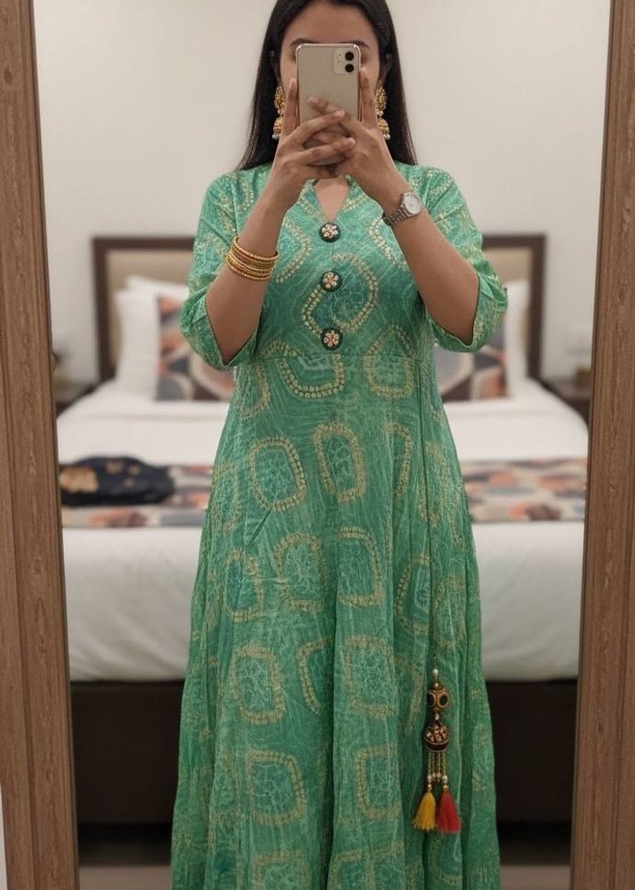 Diwali festive Printed Gown - Bandhani print