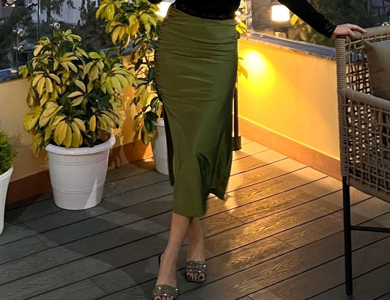 Savana Green Slit Skirt
