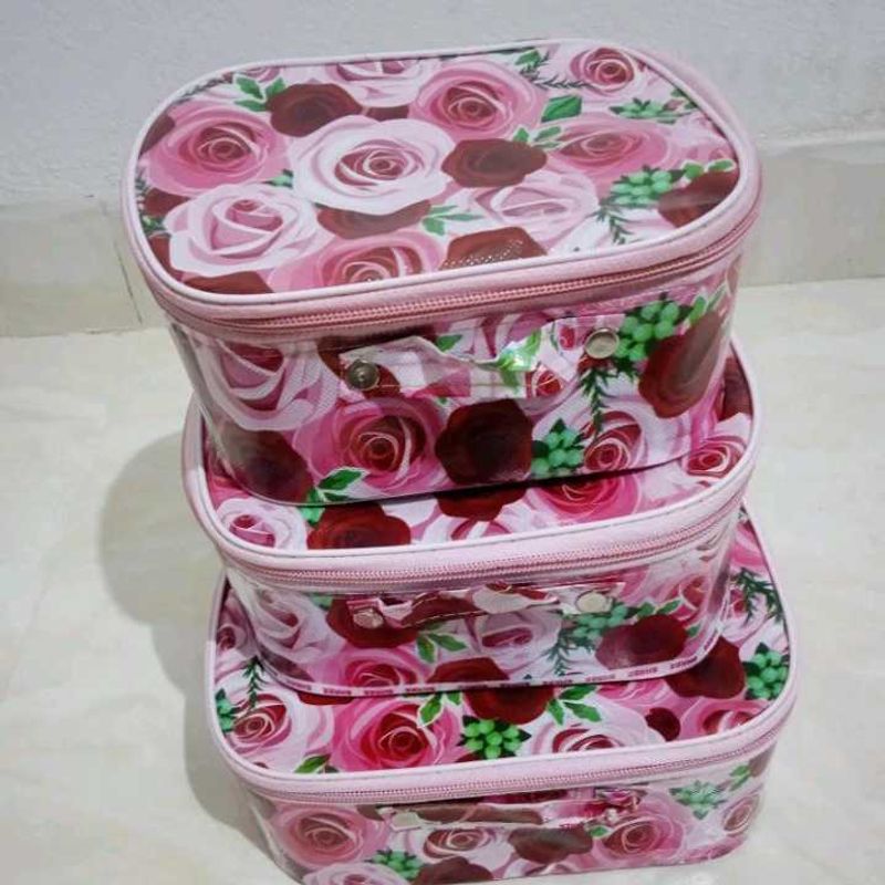 Floral 3-Piece Cosmetic Bag Set