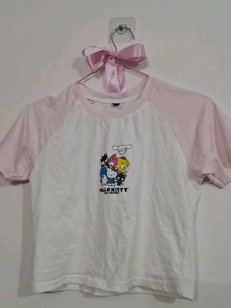 Baby Pink And White Sanrio Crop Top