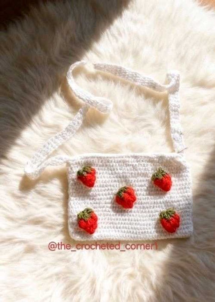Crochet Strawberry sling Bag