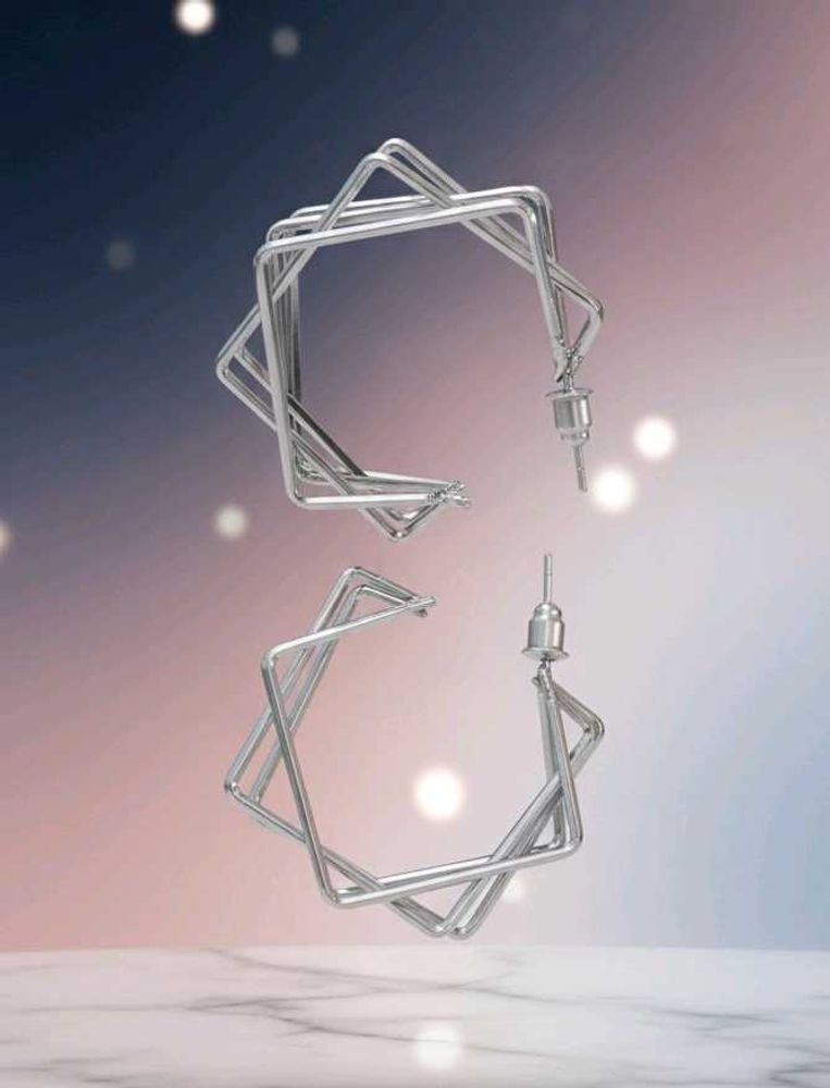 Geometric Silver Earrings
