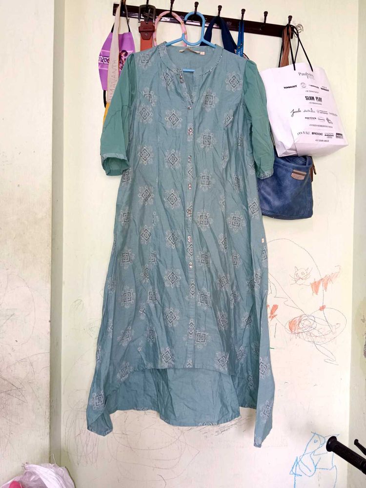 Boho Blue Embroidered Tunic Dress