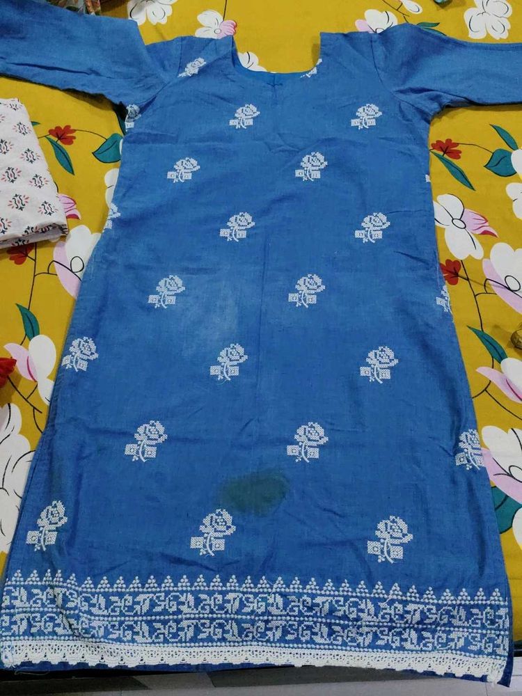 Blue Embroidered Kurti