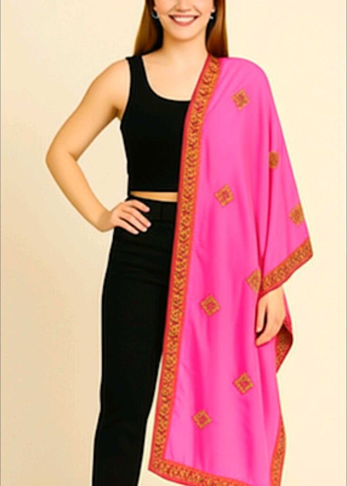 Pink Embroidered Dupatta