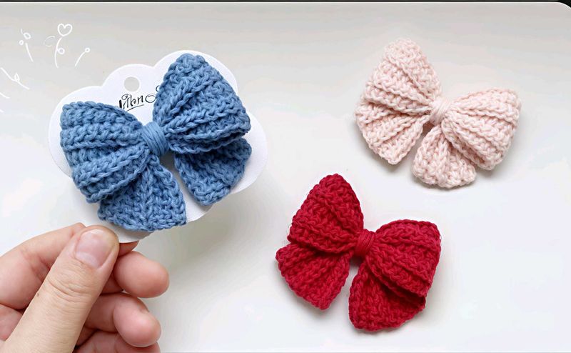 Crochet Bow Hair Pin/Clip