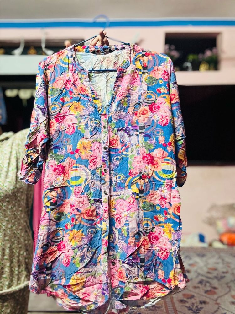 Floral Print Tunic Top