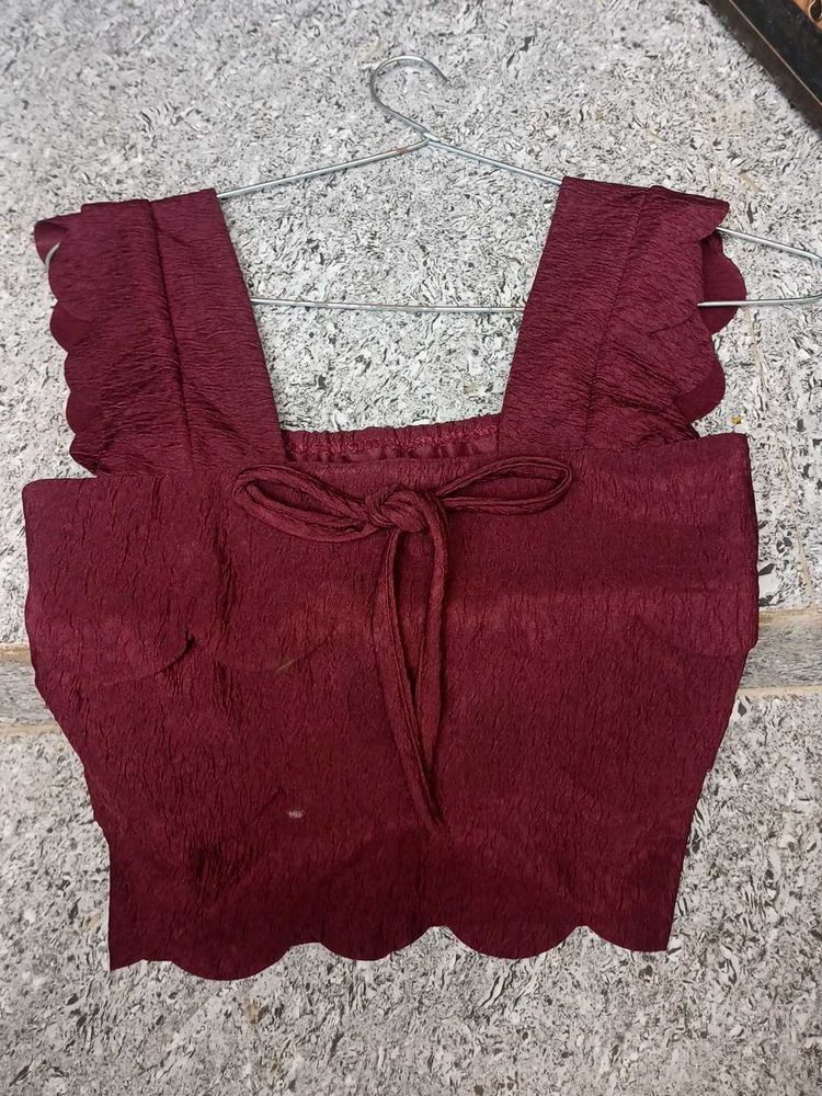 Maroon Ruffle Blouse