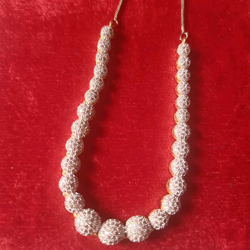 Sparkling Silver Tone AD Necklace &amp; Earring Set