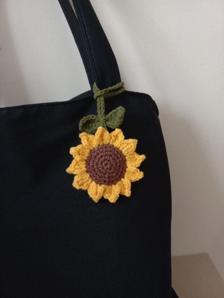 Crochet Sunflower Bag Charm