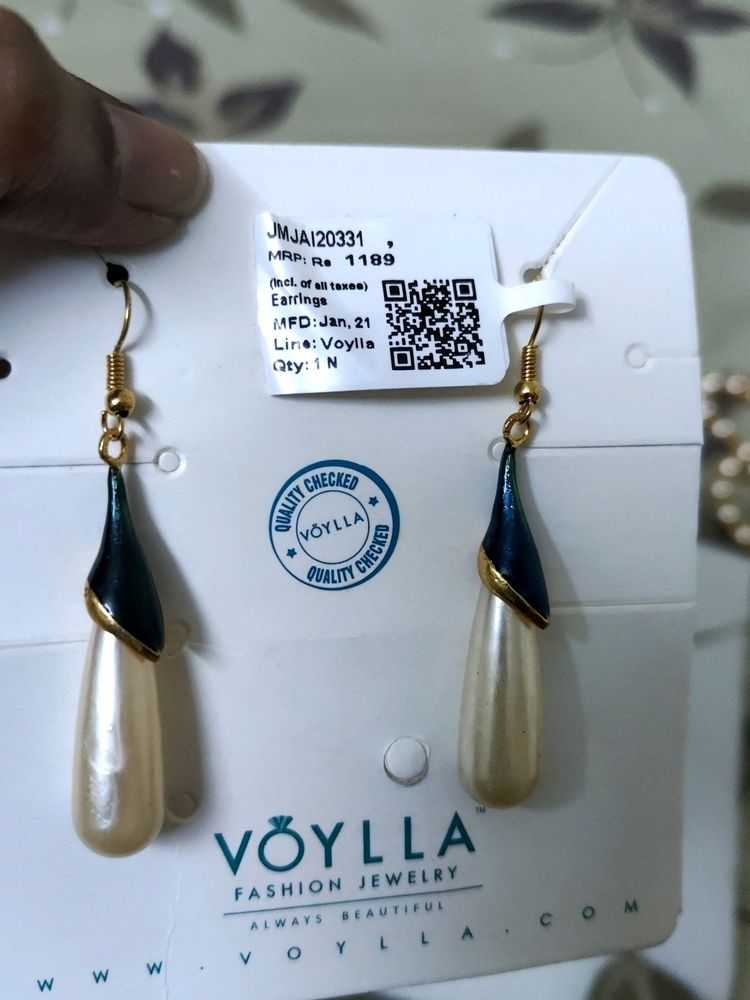Voylla Long Pearl Earrings