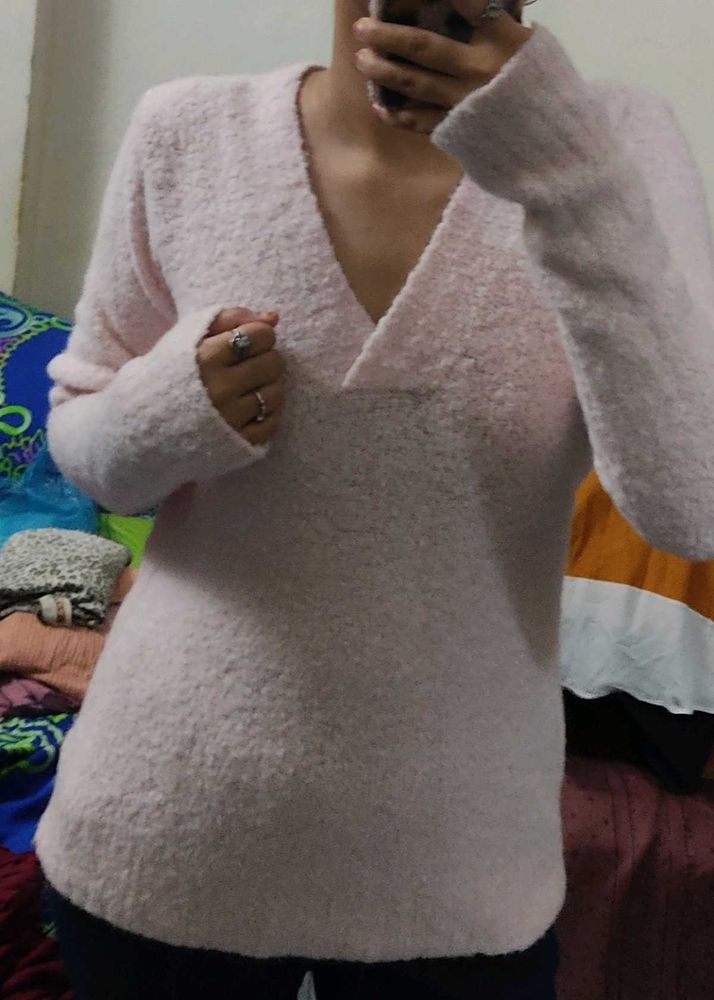 Pink Fuzzy Knit Sweater