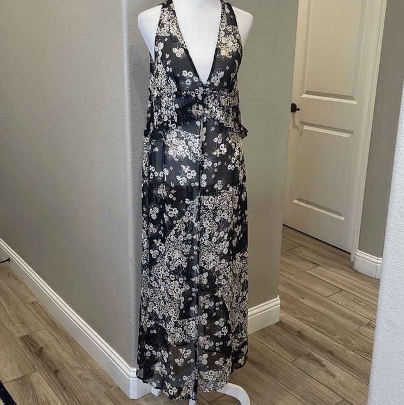 Zara Floral Halter Maxi Dress
