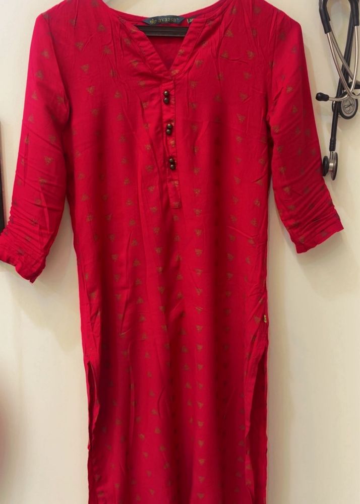 Red Printed Kurta
