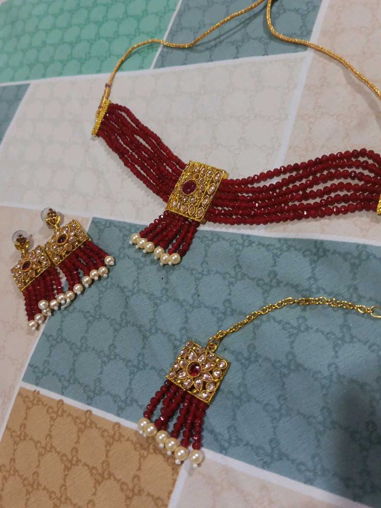 Red &amp; Gold Indian Jewelry Set