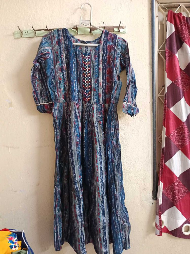 Combo Of  Floral Maxi Dress &amp; Short Anarkali Kurti