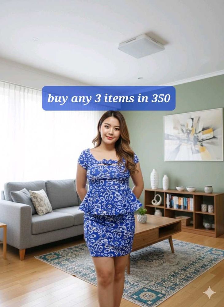 Blue Floral Peplum Dress