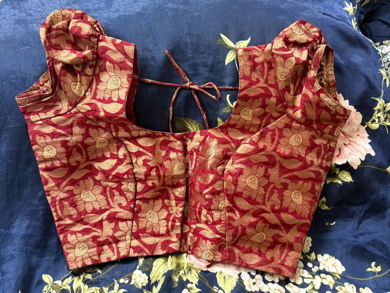 Red &amp; Gold Brocade Blouse