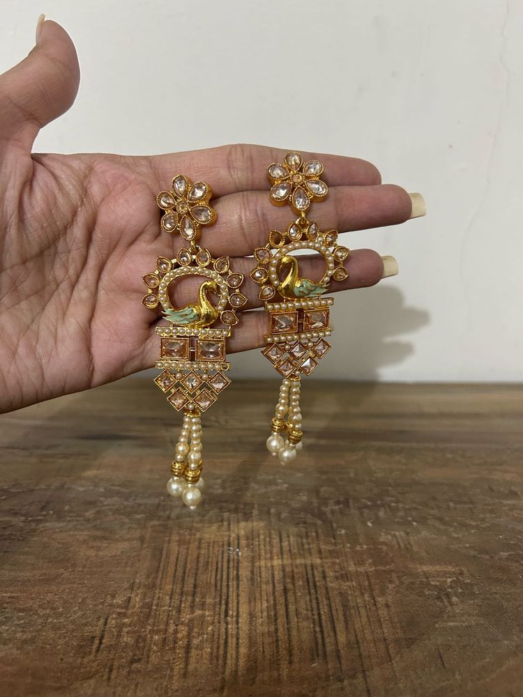 Peacock Pearl Drop Earrings