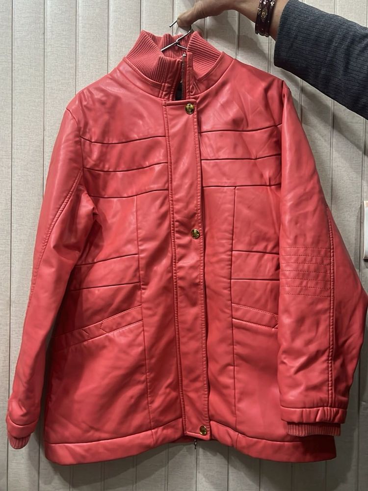 Orange  Leather Jacket