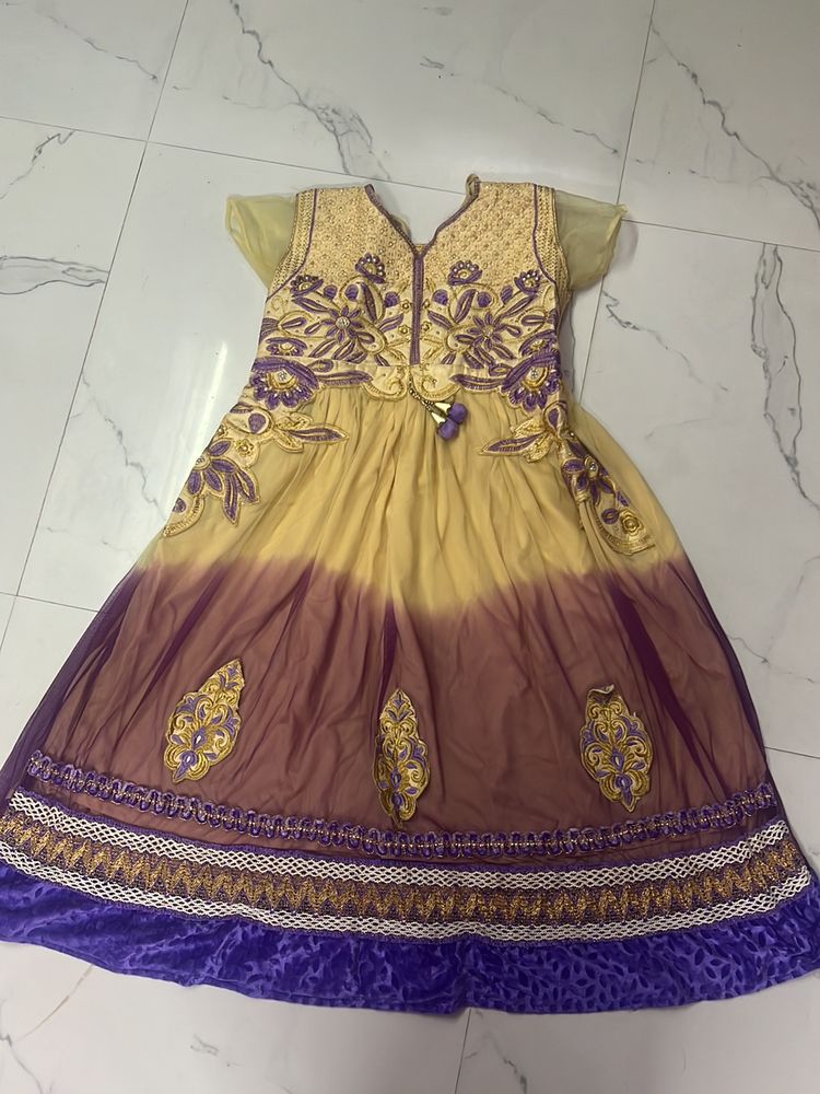 Violet And Sandal Color Dress, Medium Size