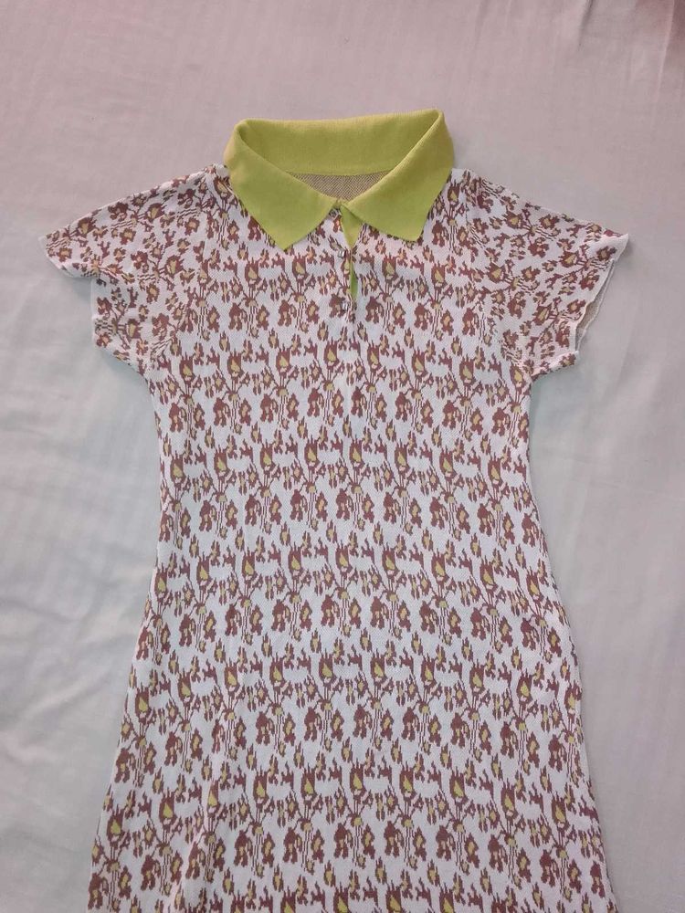Patterned Polo Mini Dress