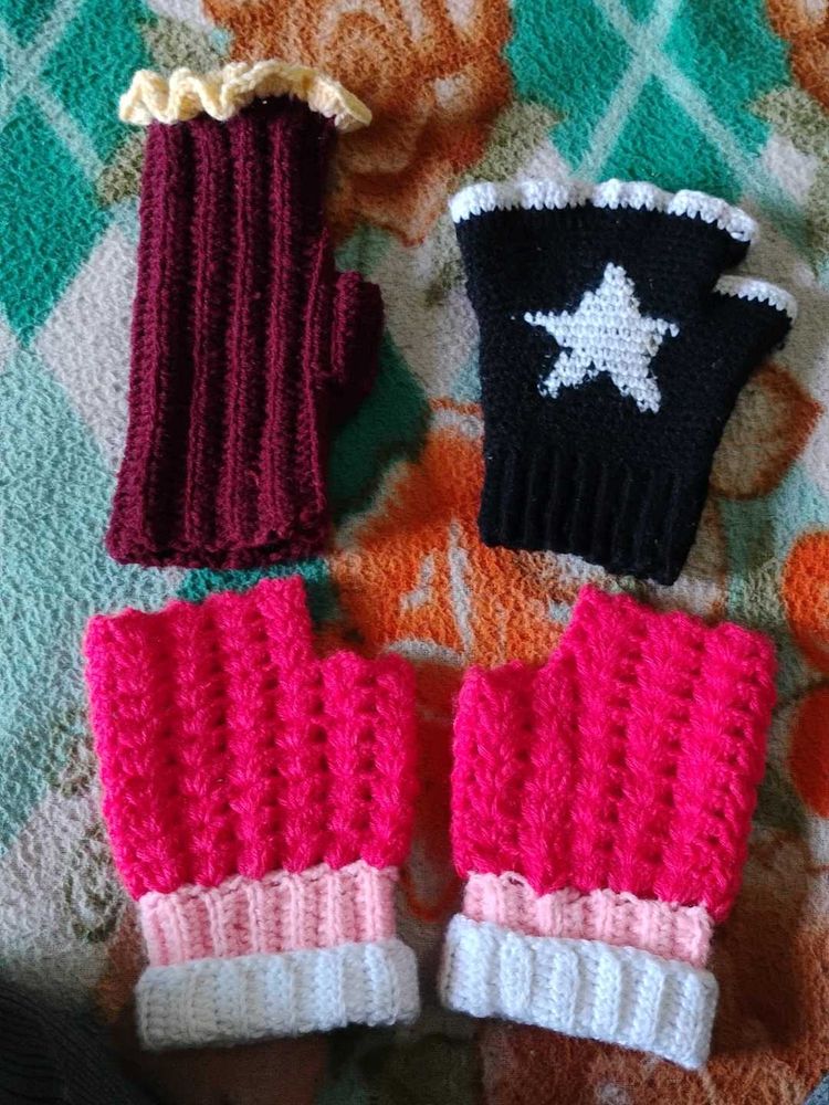 3 Handmade Fingerless Gloves