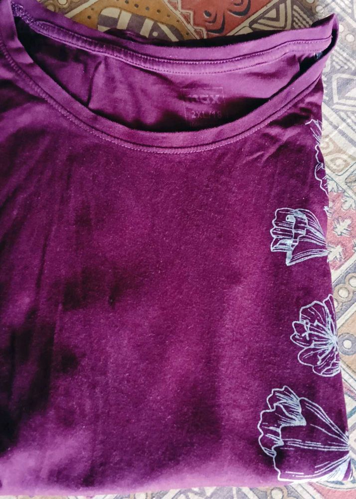 Purple Floral Print T-Shirt