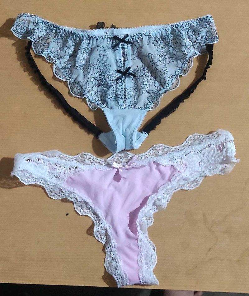 Lace Trim Thong Set. Size- Large Can Be Worn