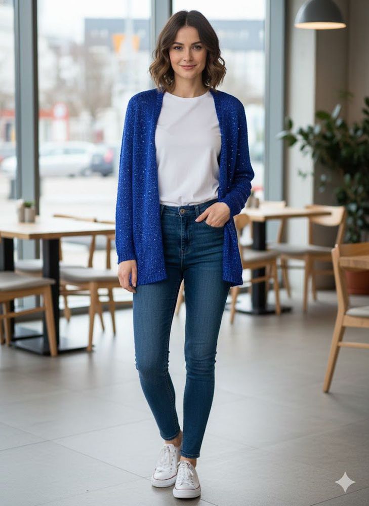 Cato Stylish Blue Knit Cardigan