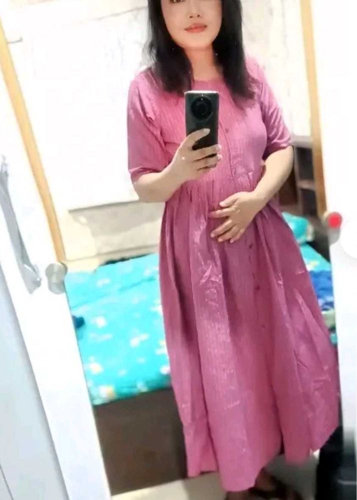 Pink Casual Midi Dress