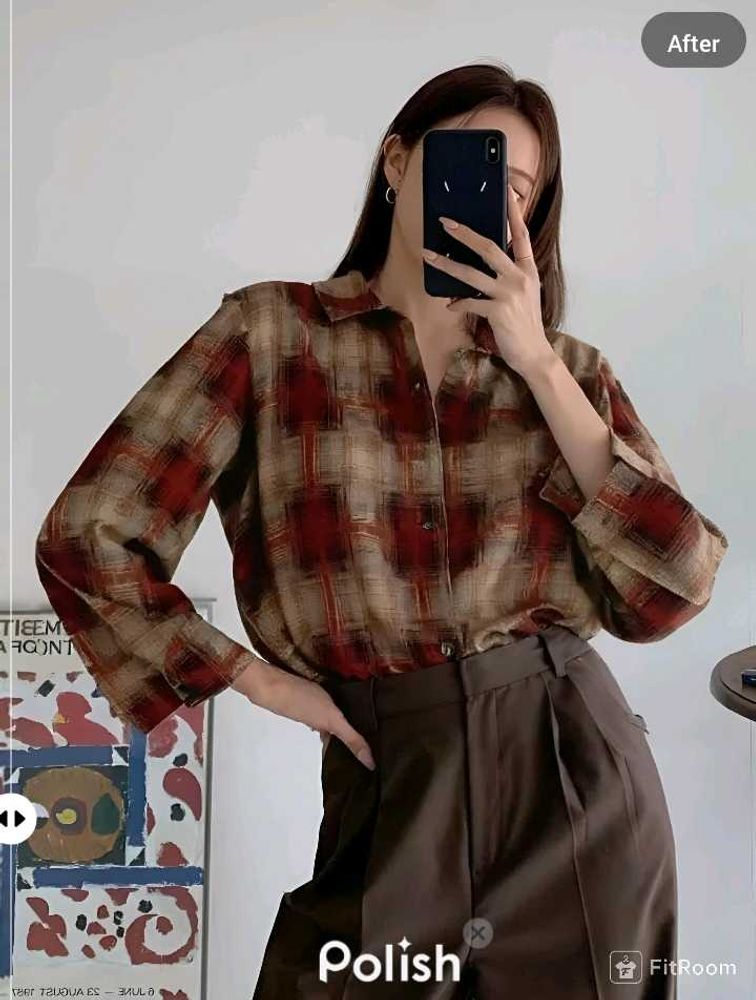 New With Tag Brown Boxy Korean Shirt