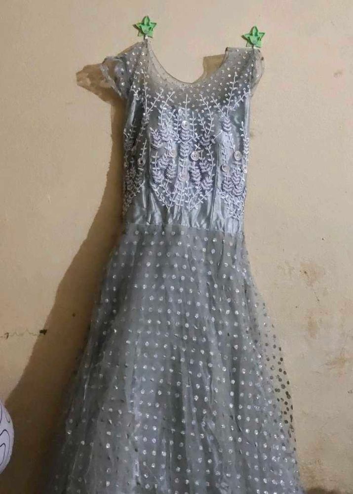 Silver Embellished Formal Dress