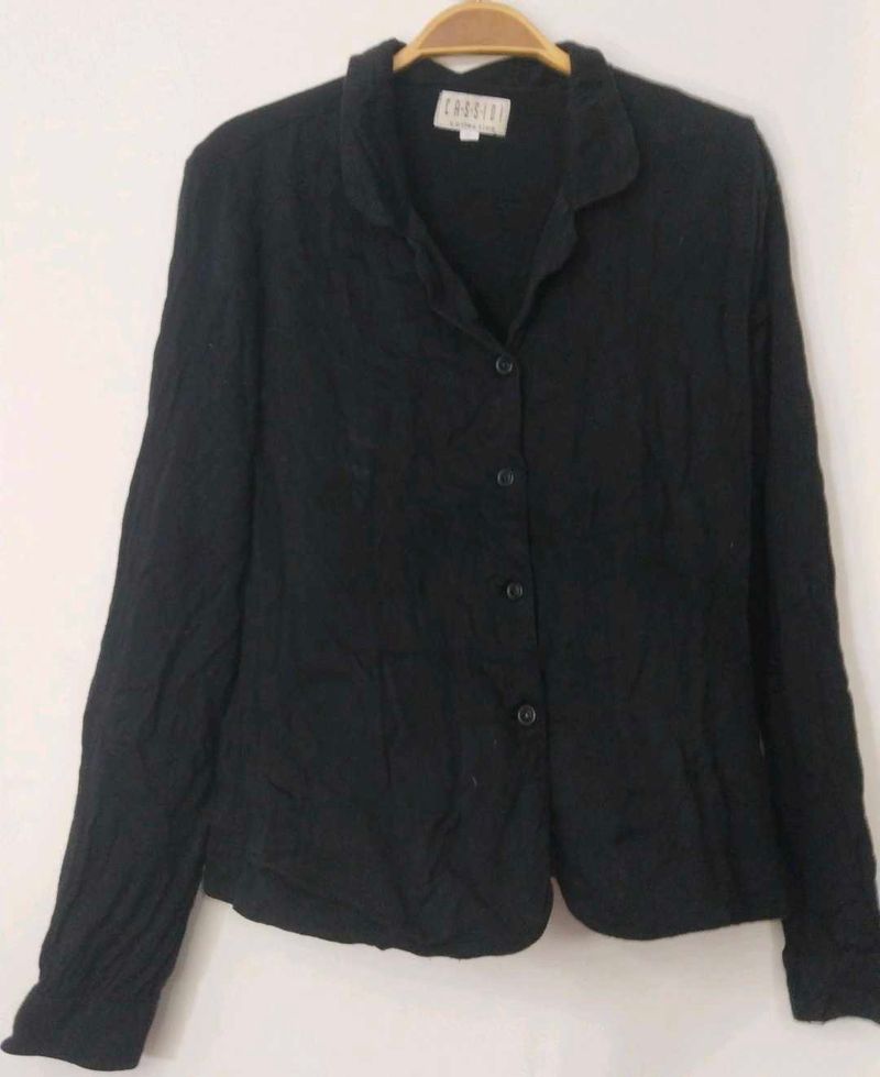&#34;Classic Black Textured Shirt&#34;