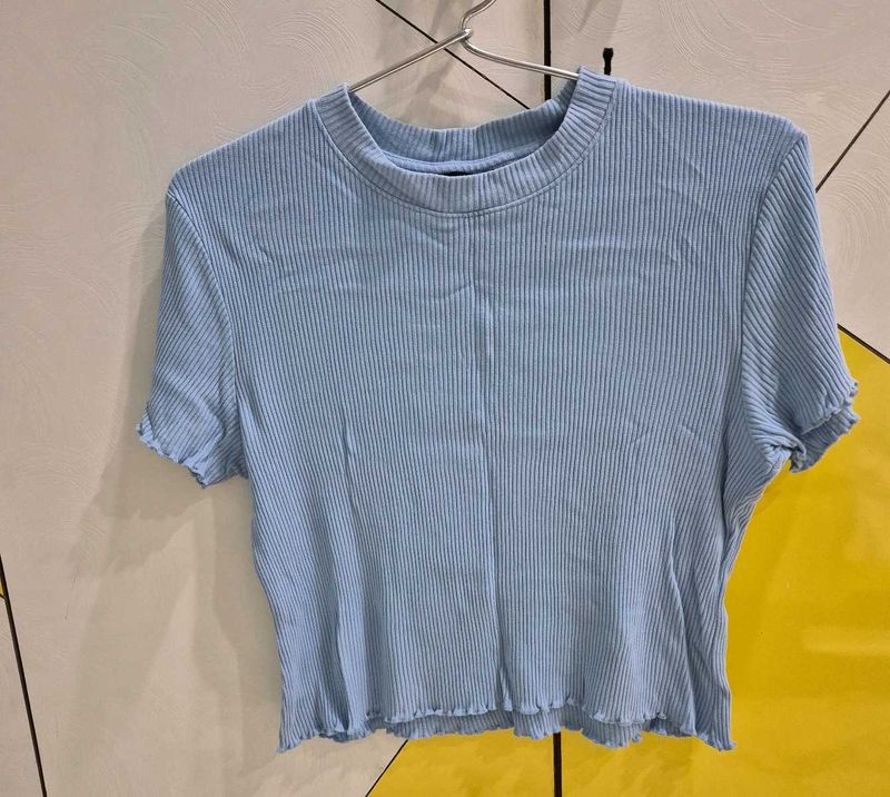 Cute Blue Ribbed Tee