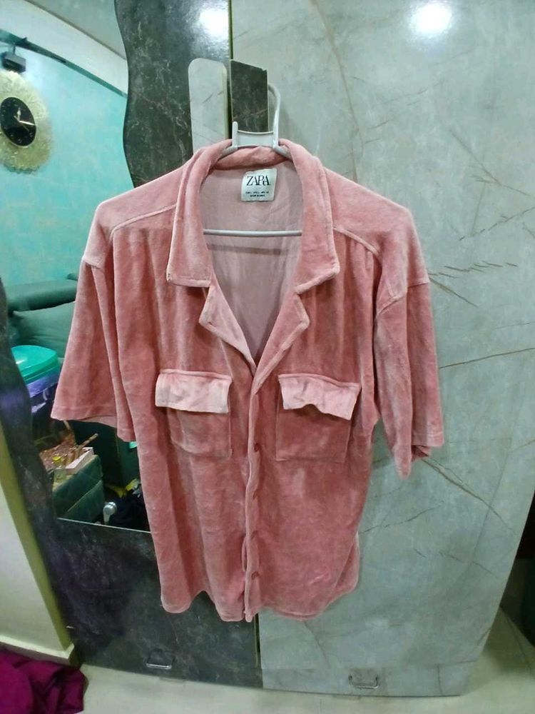 Zara Velvet Oversized Shirt