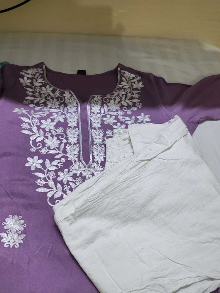 Beautiful Embroidery  Kurta With Pant 👍❤️