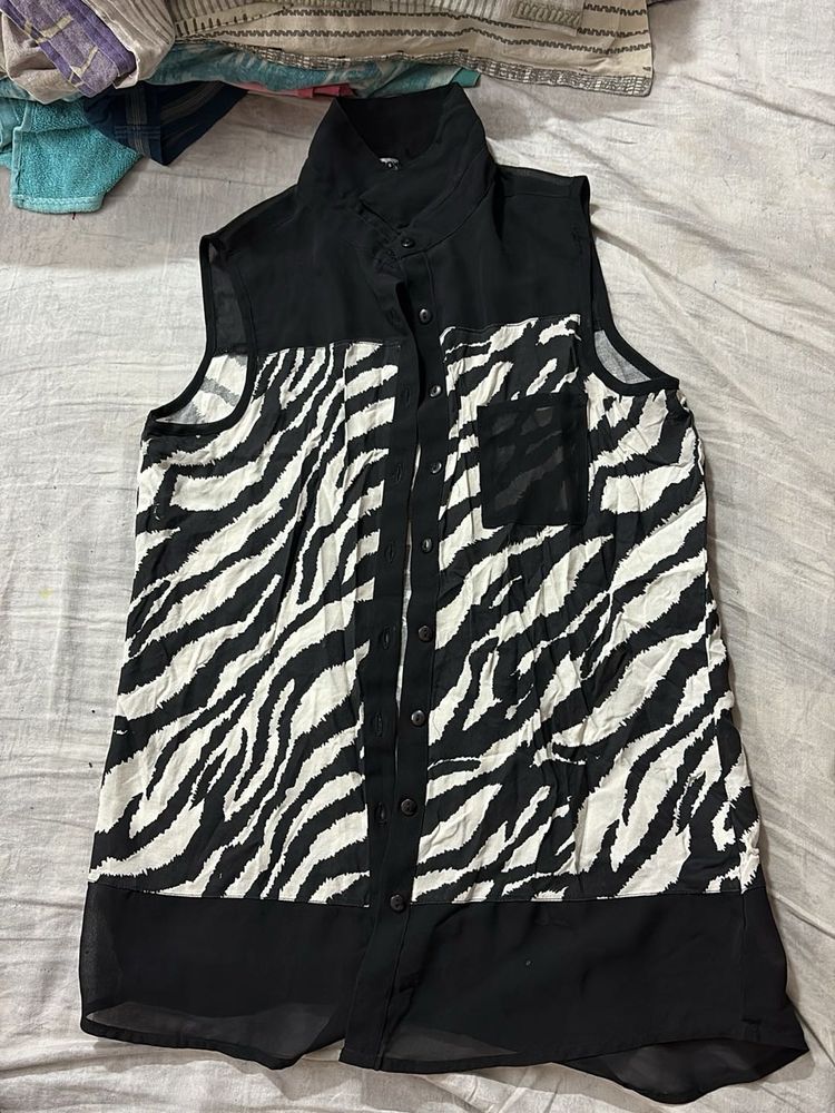 Zebra Print Sleeveless Top