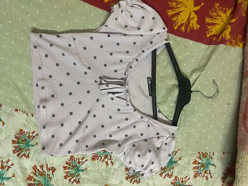 Zara Polka Dot Crop Top