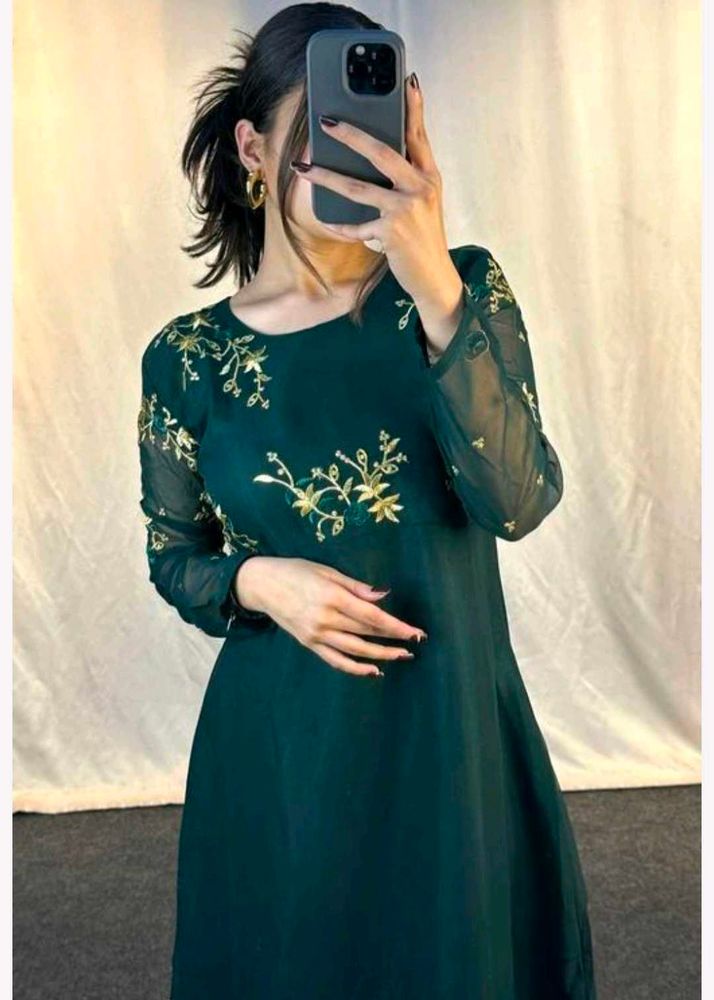 Emerald Green Embroidered Dress