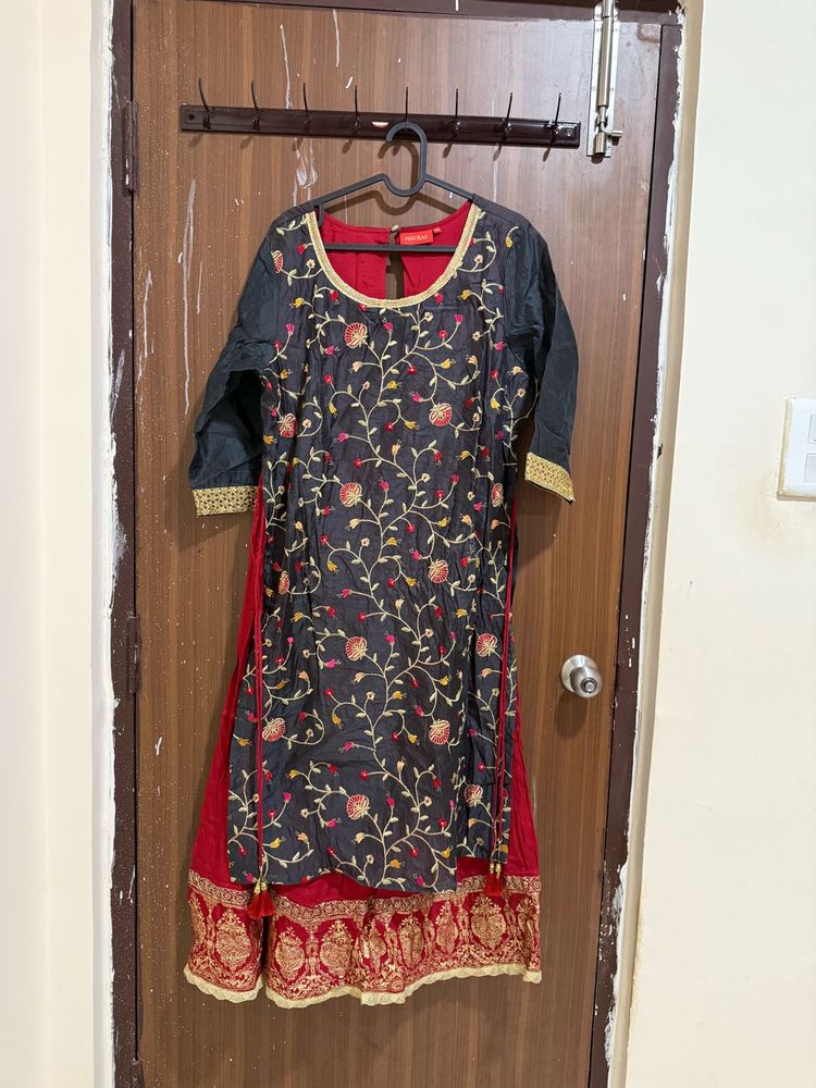Black And Red Anarkali Kirti XXL Size New W/o Tag