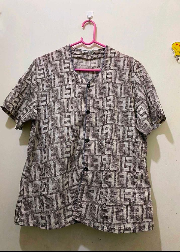 Patterned Button-Down Shirt