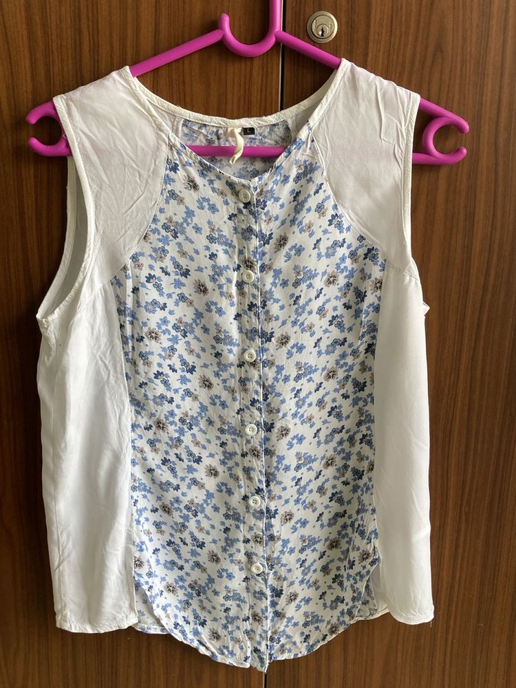 Beautiful Sleeveless White Button Down Shirt